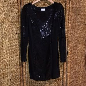 bebe Kim Kardashian black sequin long sleeve